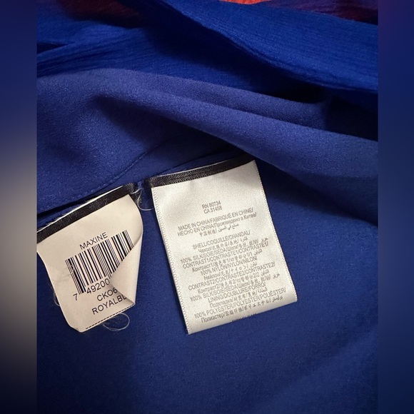 BCBGMAXAZRIA Maxine Royal Blue Silk and Lace Gown with Front Slit, Size 2 - Picture 8 of 11